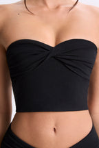 Chic Modal Twist-Front Bandeau Top in Black