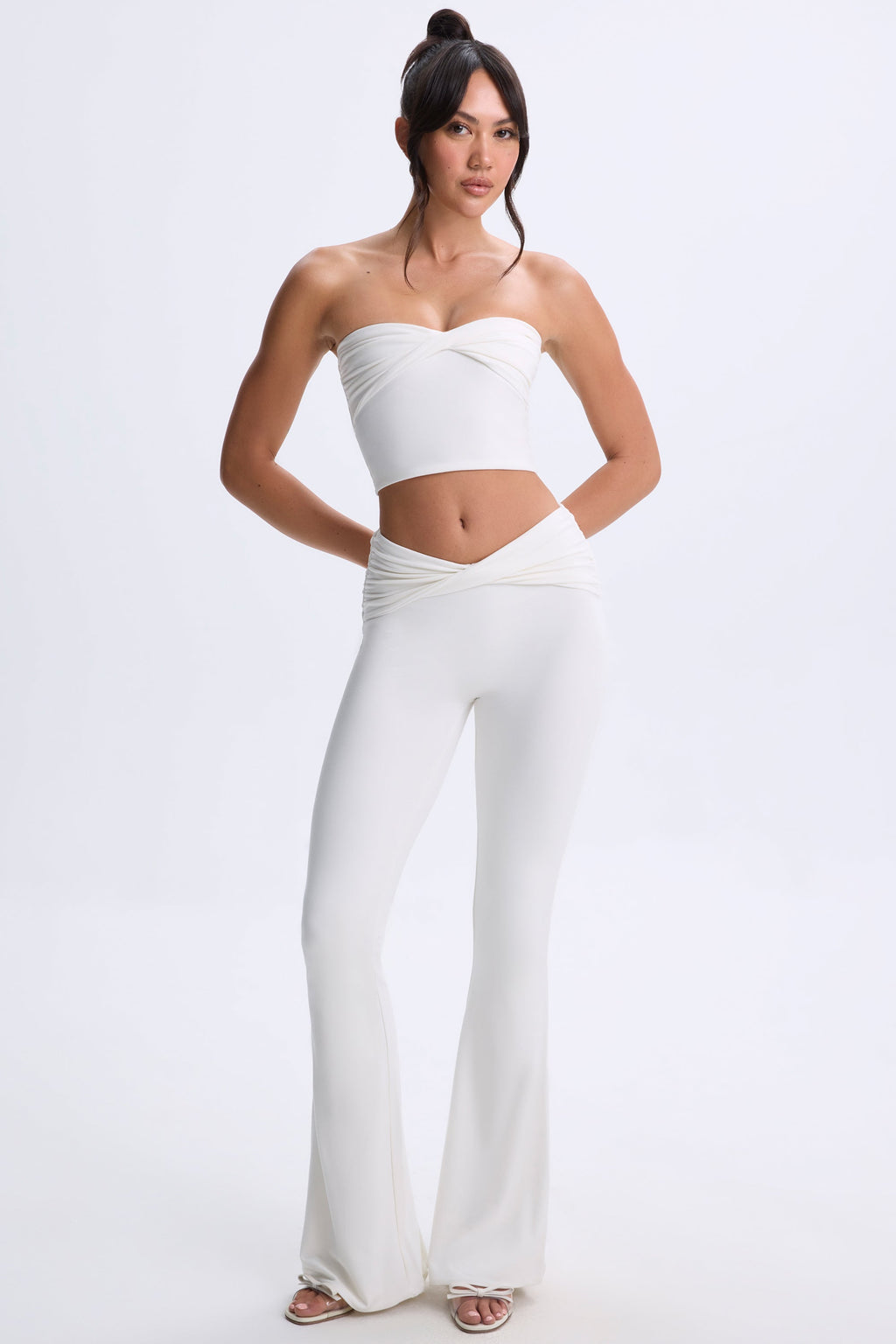 Chic Modal Twist-Front Bandeau Top in White