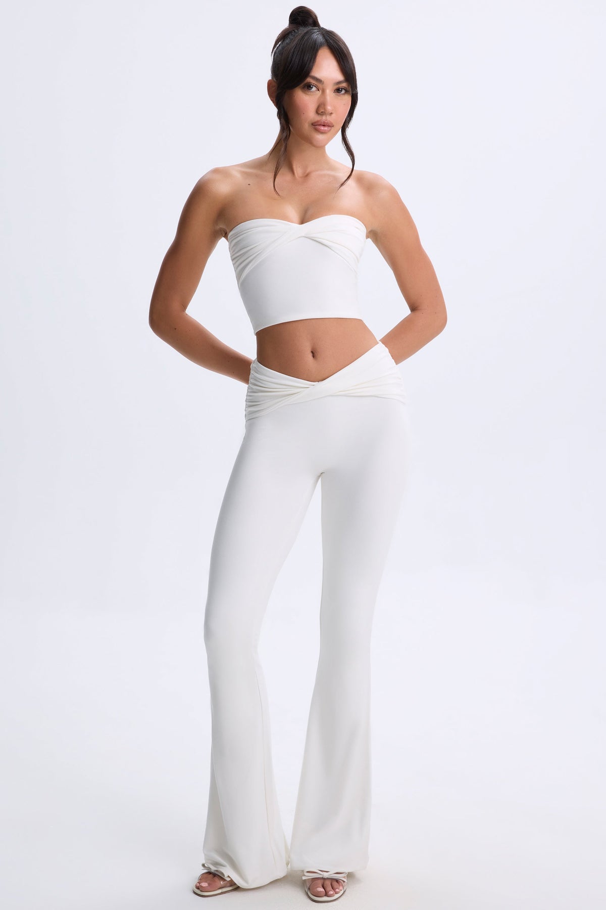 Chic Modal Twist-Front Bandeau Top in White