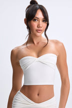 Chic Modal Twist-Front Bandeau Top in White