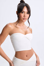 Chic Modal Twist-Front Bandeau Top in White