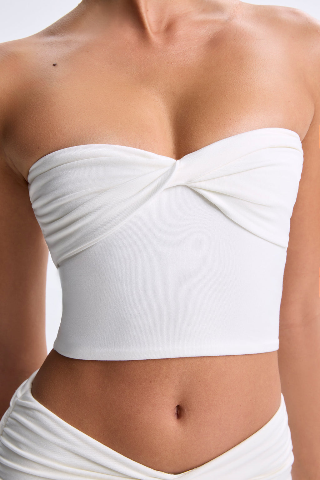 Chic Modal Twist-Front Bandeau Top in White