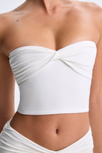 Chic Modal Twist-Front Bandeau Top in White
