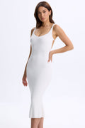 Chic Modal Plunge Open-Back Midaxi Dress in Coconut