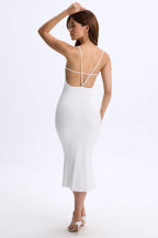 Chic Modal Plunge Open-Back Midaxi Dress in Coconut