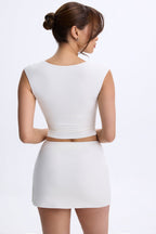 Chic Modal Ruched Cap-Sleeve Top in White