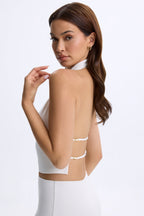Chic Modal Cowl-Neck Open-Back Top in White