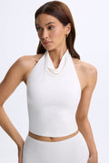 Chic Modal Cowl-Neck Open-Back Top in White