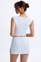 Chic Modal Mid-Rise Micro Mini Skirt in Dusty Blue