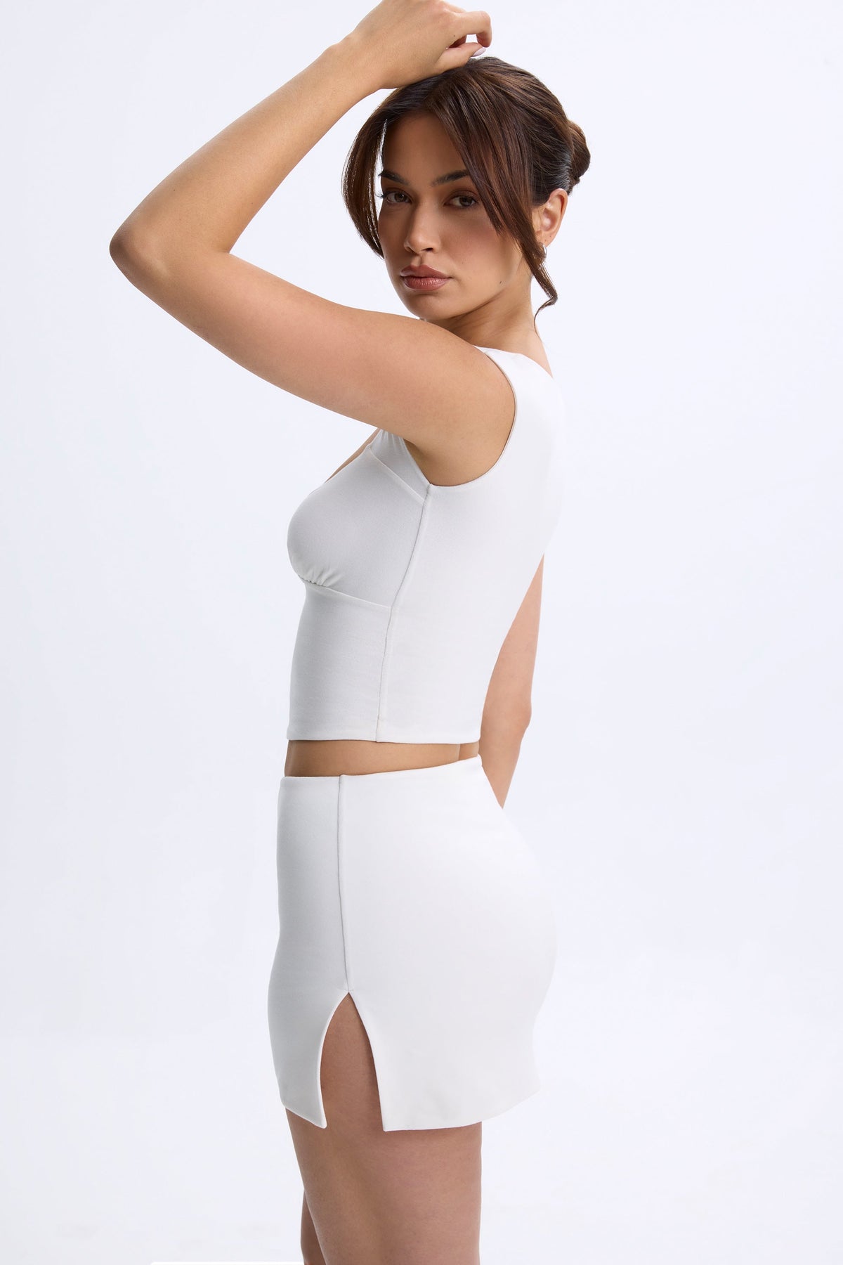 Chic Modal Mid-Rise Micro Mini Skirt in White