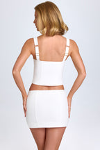 Chic Curved Low-Rise Mini Skirt in White