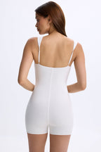 Chic Modal Sweetheart-Neck Unitard in White