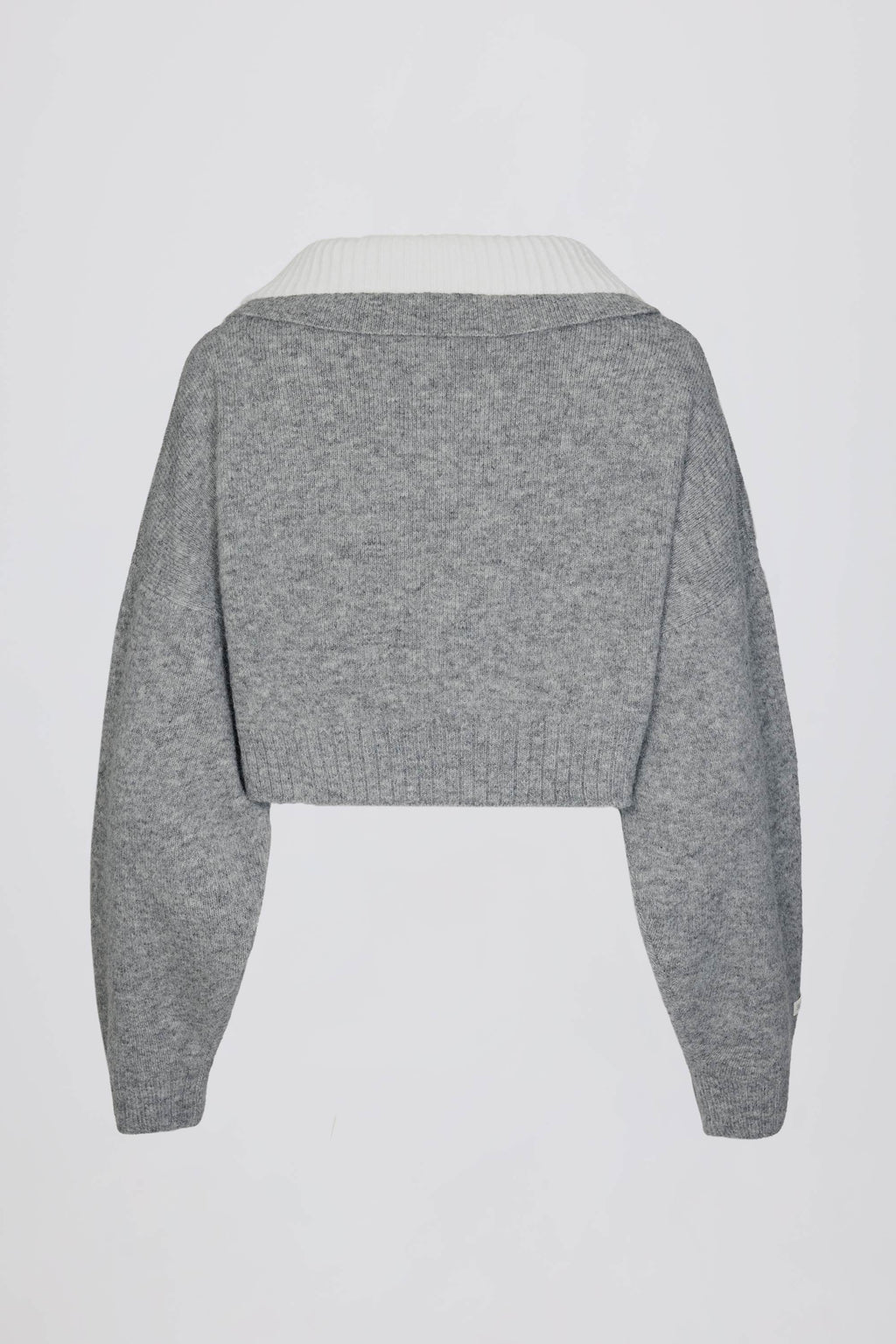 Chic Soft Knit Layered Collar Cropped Jumper in Grey