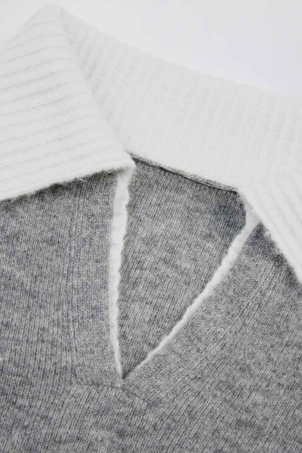 Chic Soft Knit Layered Collar Cropped Jumper in Grey