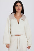 Chic Soft Knit Layered Collar Cropped Jumper in Ivory