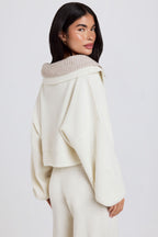Chic Soft Knit Layered Collar Cropped Jumper in Ivory