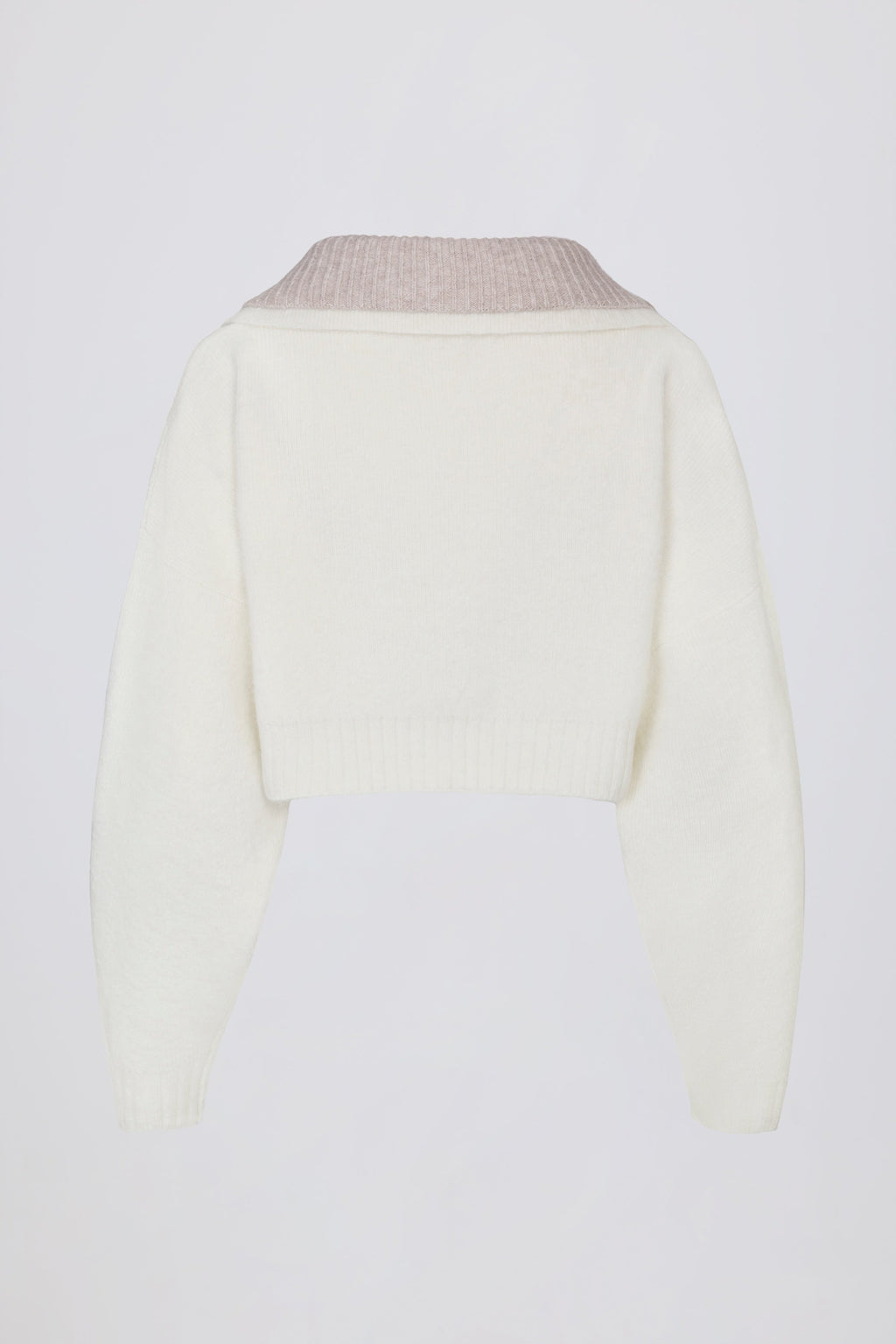 Chic Soft Knit Layered Collar Cropped Jumper in Ivory
