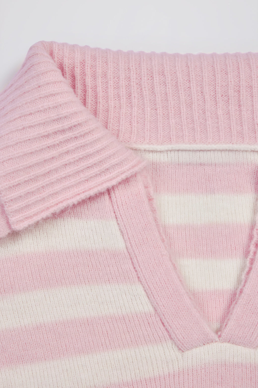 Chic Soft Knit Layered Collar Cropped Jumper in Pink Stripe