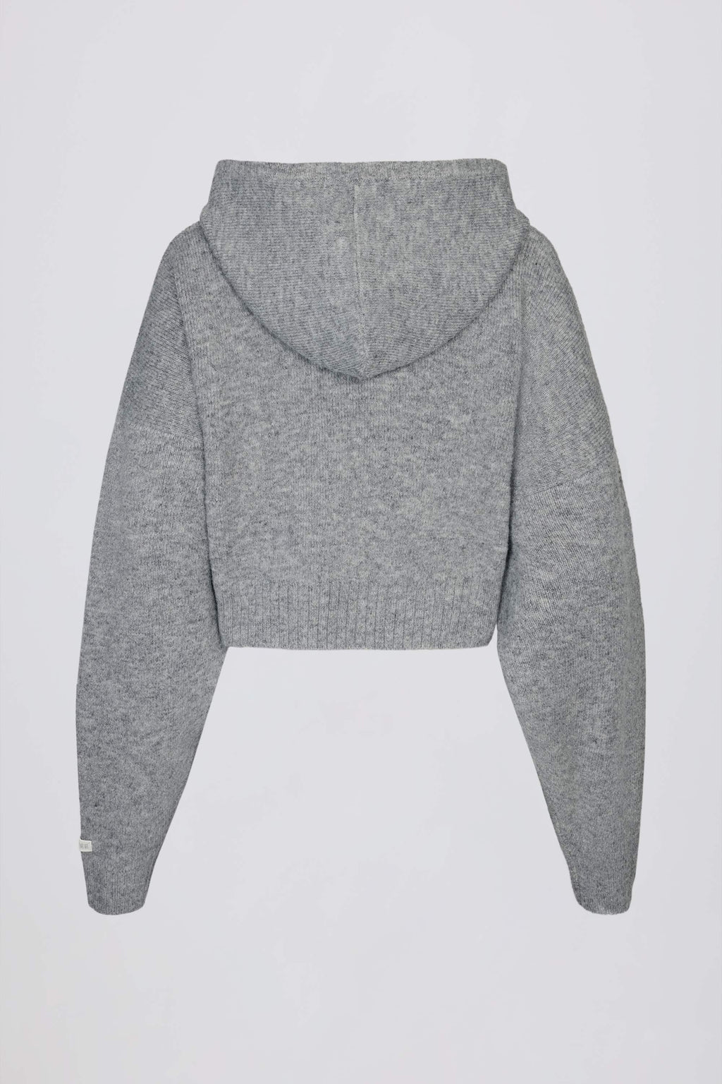 Chic Soft Knit Zip-Up Cropped Hoodie in Grey
