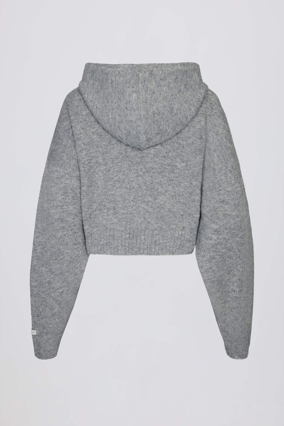 Chic Soft Knit Zip-Up Cropped Hoodie in Grey