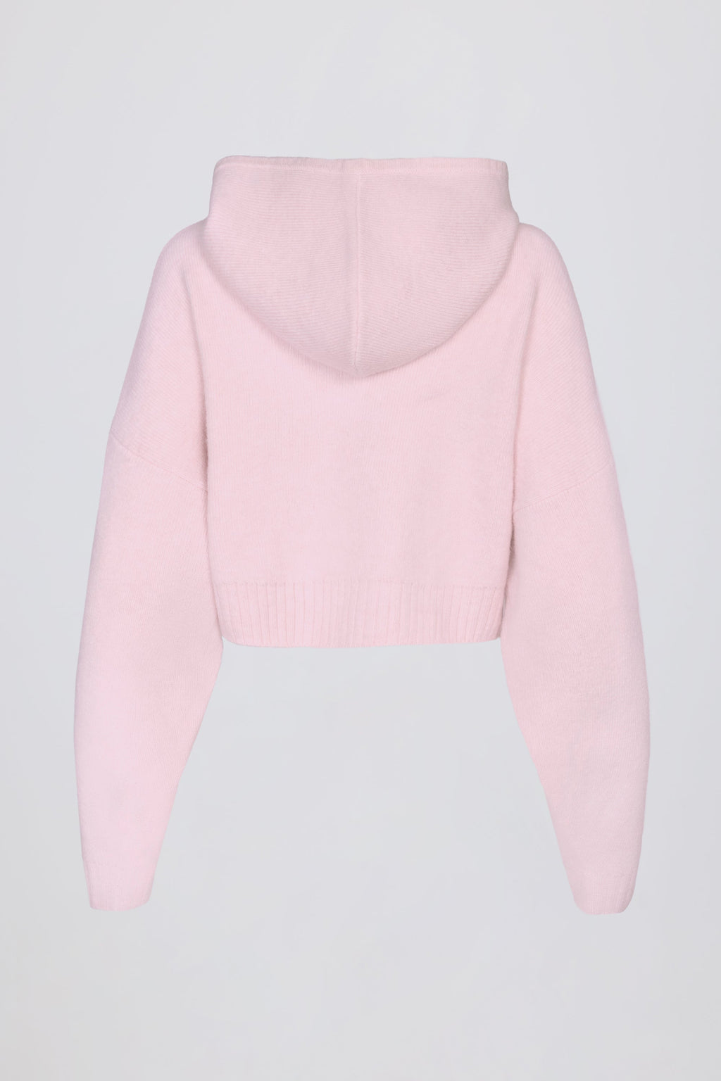 Chic Soft Knit Zip-Up Cropped Hoodie in Soft Pink