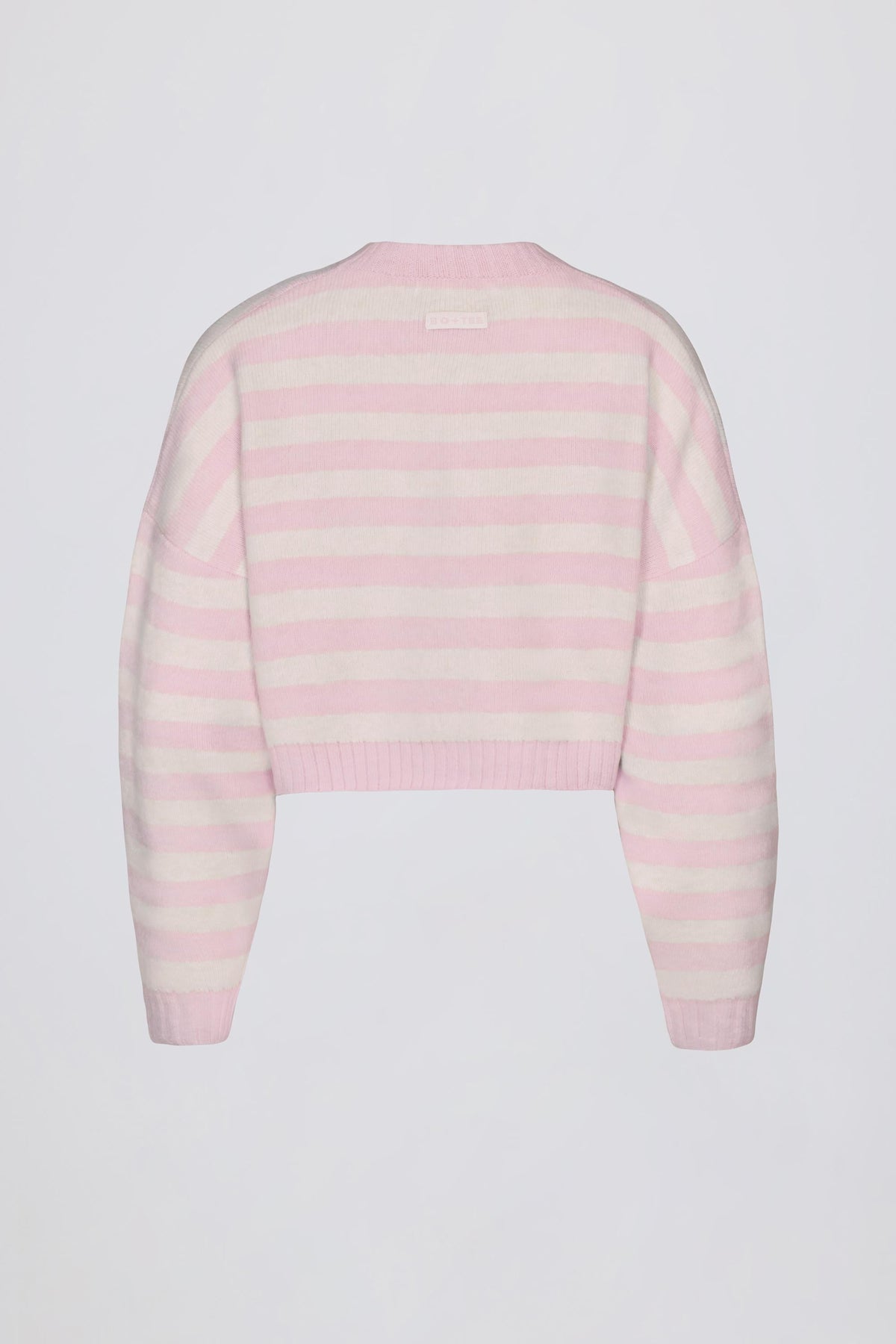 Chic Soft Knit Stripe Cropped Cardigan in Pink Stripe