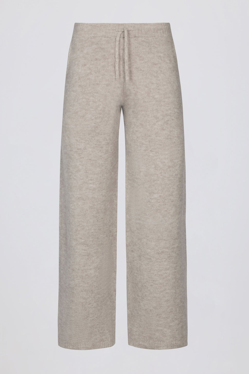 Chic Knit Mid-Rise Wide-Leg Joggers in Beige