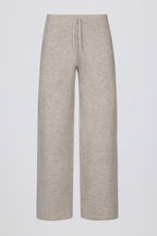 Chic Knit Mid-Rise Wide-Leg Joggers in Beige