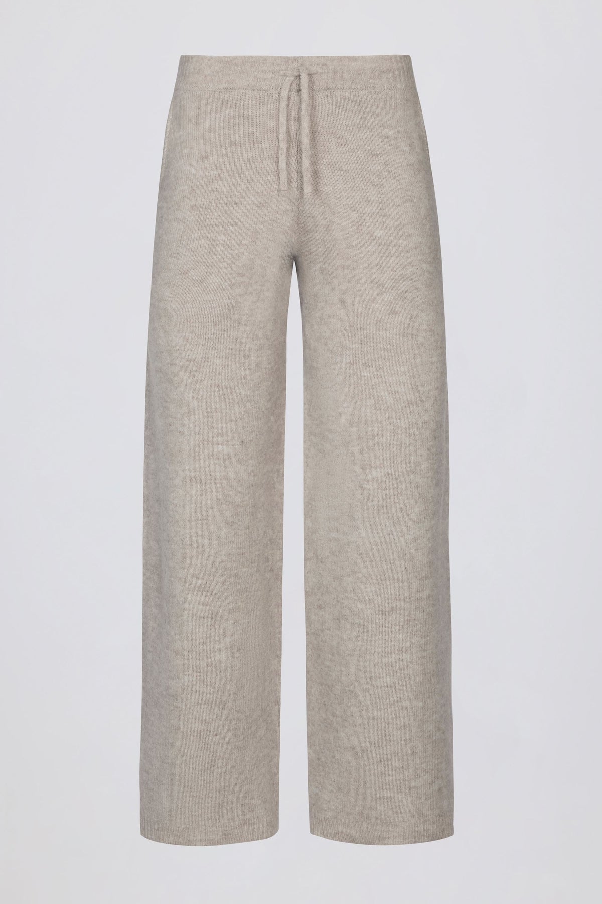 Chic Knit Mid-Rise Wide-Leg Joggers in Beige