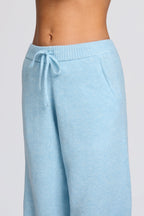 Chic Knit Mid-Rise Wide-Leg Joggers in Powder Blue