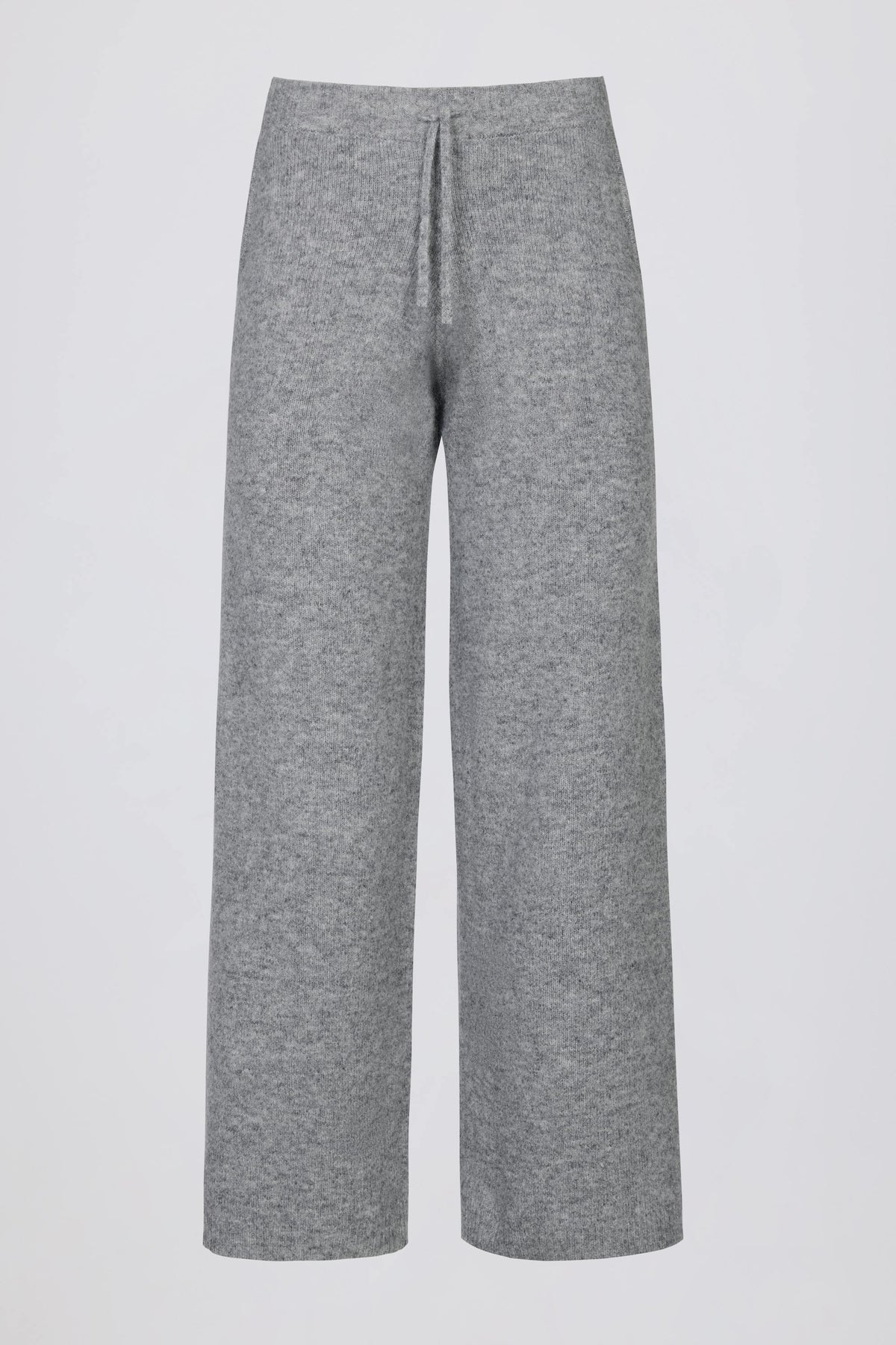 Chic Knit Mid-Rise Wide-Leg Joggers in Grey