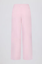 Chic Knit Mid-Rise Wide-Leg Joggers in Soft Pink