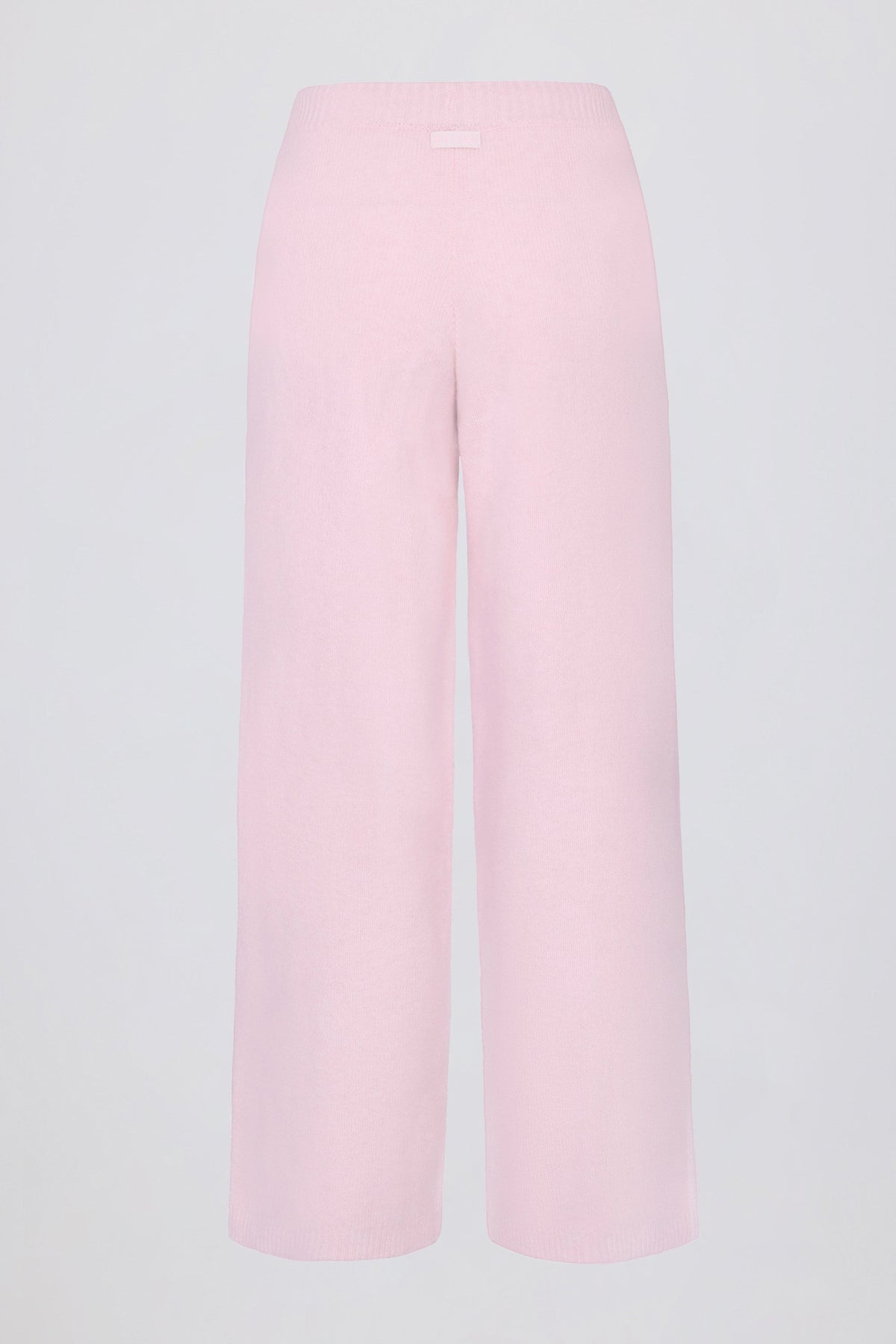 Chic Knit Mid-Rise Wide-Leg Joggers in Soft Pink