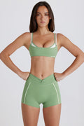 Chic Soft Active Twist-Front Mini Shorts in Jade