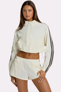 Chic Woven Zip-Up Track Jacket in Coconut