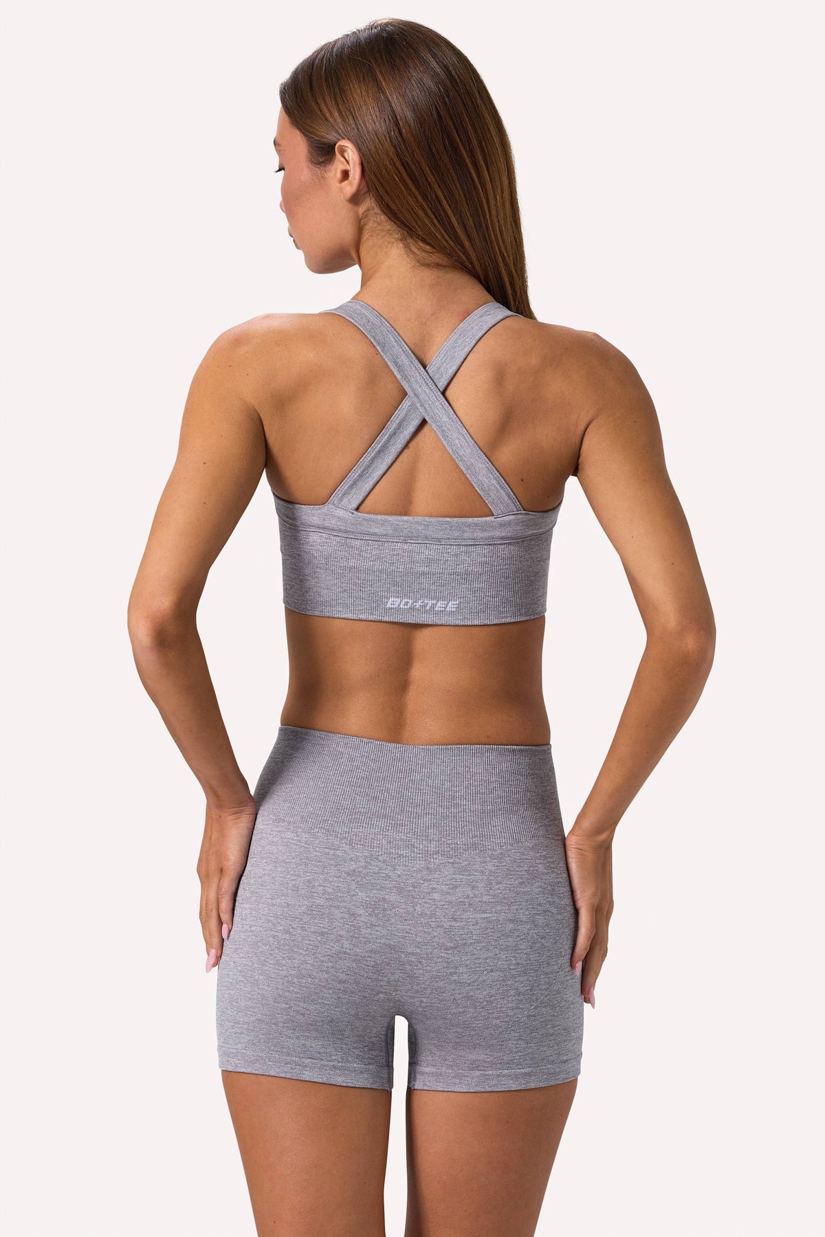 Chic Super Sculpt Seamless Mini Shorts in Grey Marl