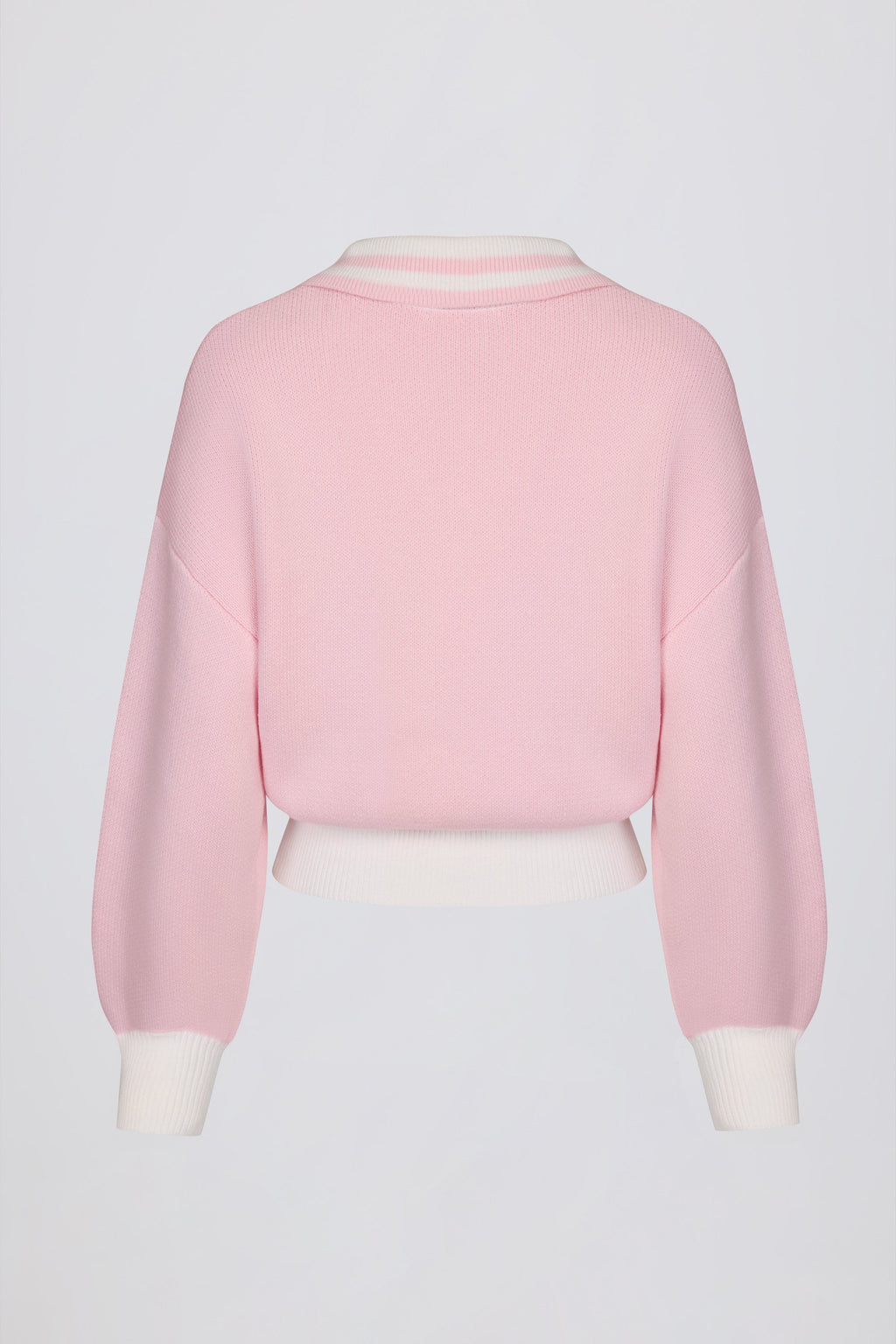 Chic Cotton Jersey Oversized V-Neck Jumper in Powder Pink