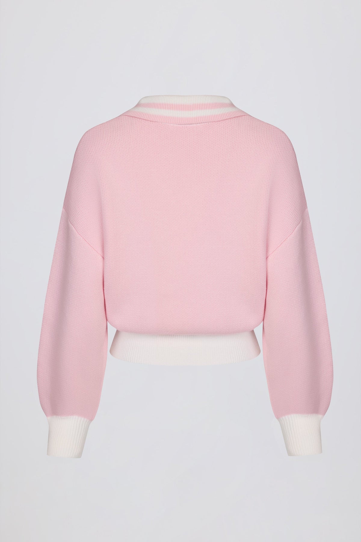 Chic Cotton Jersey Oversized V-Neck Jumper in Powder Pink