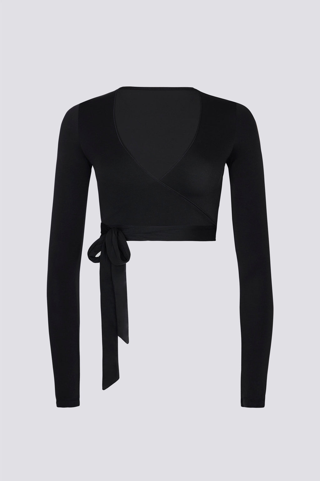 Chic Soft Jersey Wrap Crop Top in Black