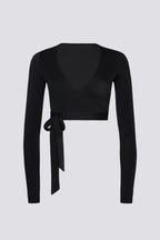 Chic Soft Jersey Wrap Crop Top in Black