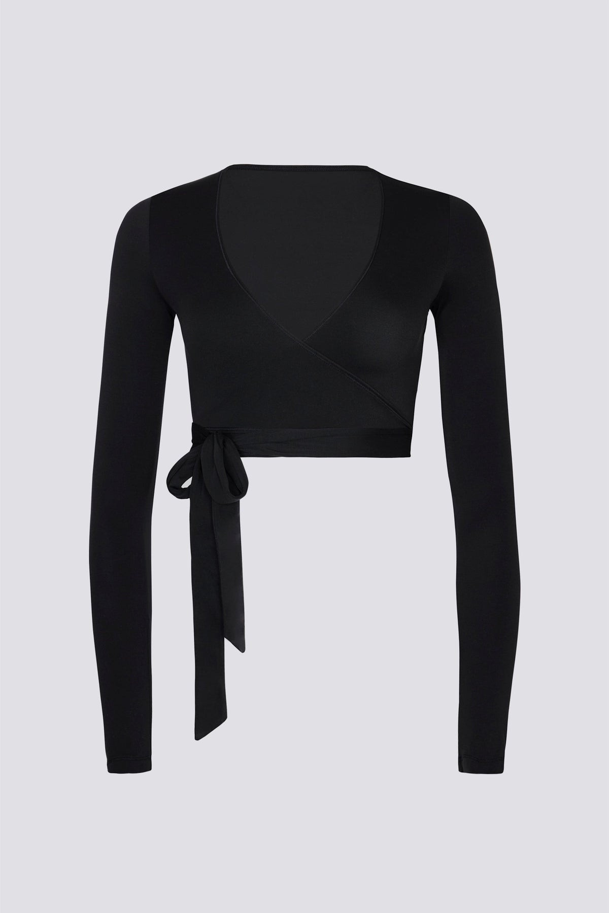 Chic Soft Jersey Wrap Crop Top in Black