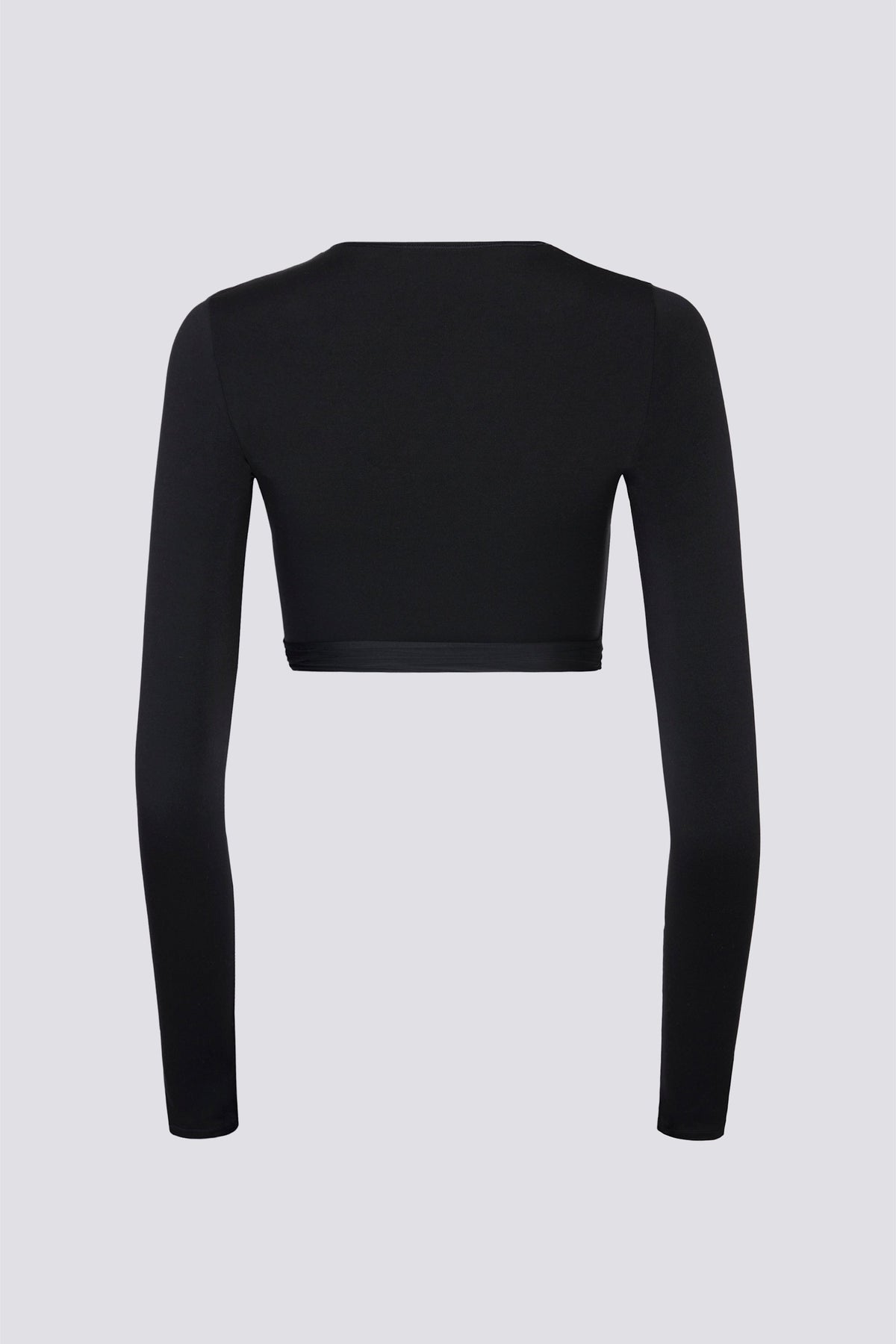 Chic Soft Jersey Wrap Crop Top in Black