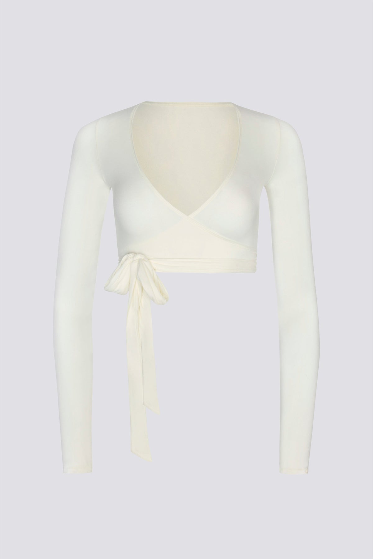 Chic Soft Jersey Wrap Crop Top in White