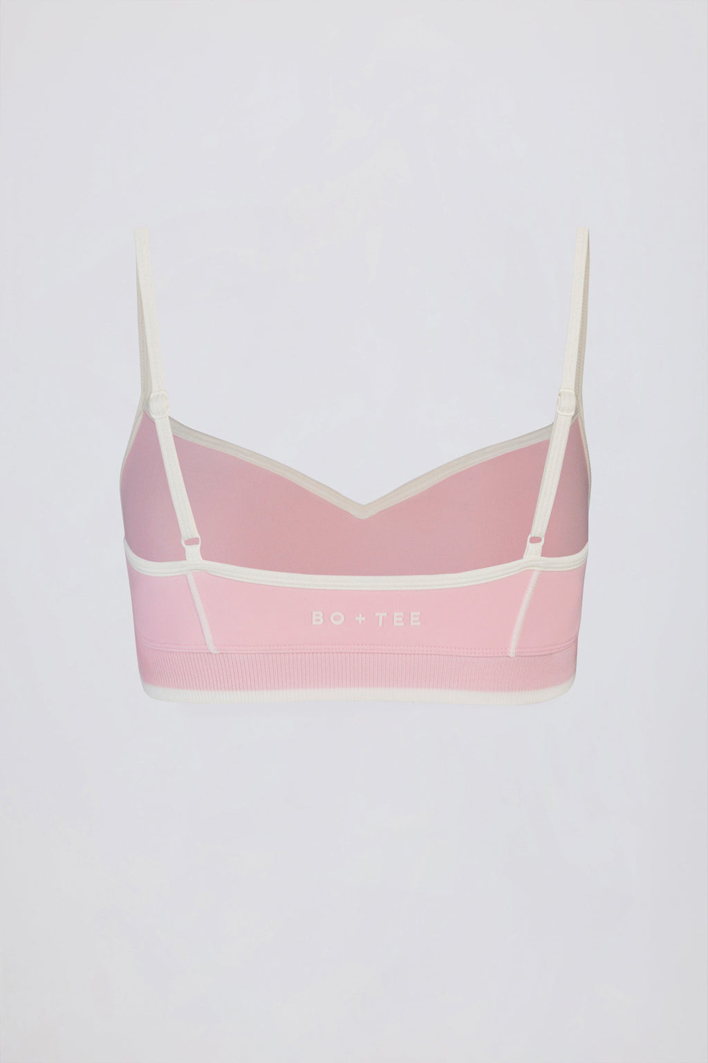 Chic Soft Active Sweetheart-Neck Contrast Sports Bra in Powder Pink
