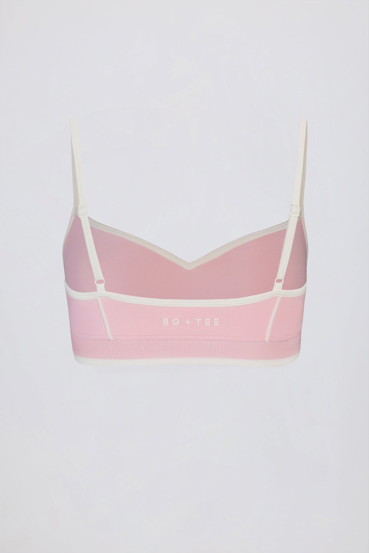 Chic Soft Active Sweetheart-Neck Contrast Sports Bra in Powder Pink