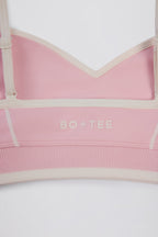 Chic Soft Active Sweetheart-Neck Contrast Sports Bra in Powder Pink