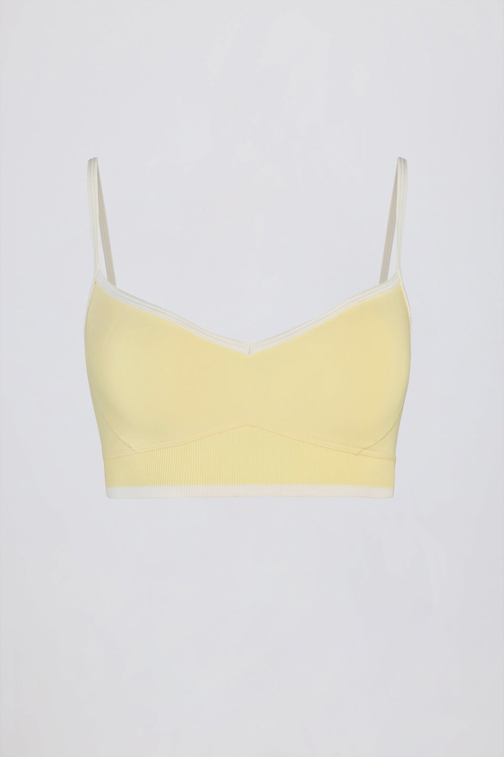 Chic Soft Active Sweetheart-Neck Contrast Sports Bra in Lemon
