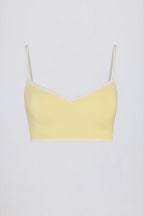 Chic Soft Active Sweetheart-Neck Contrast Sports Bra in Lemon
