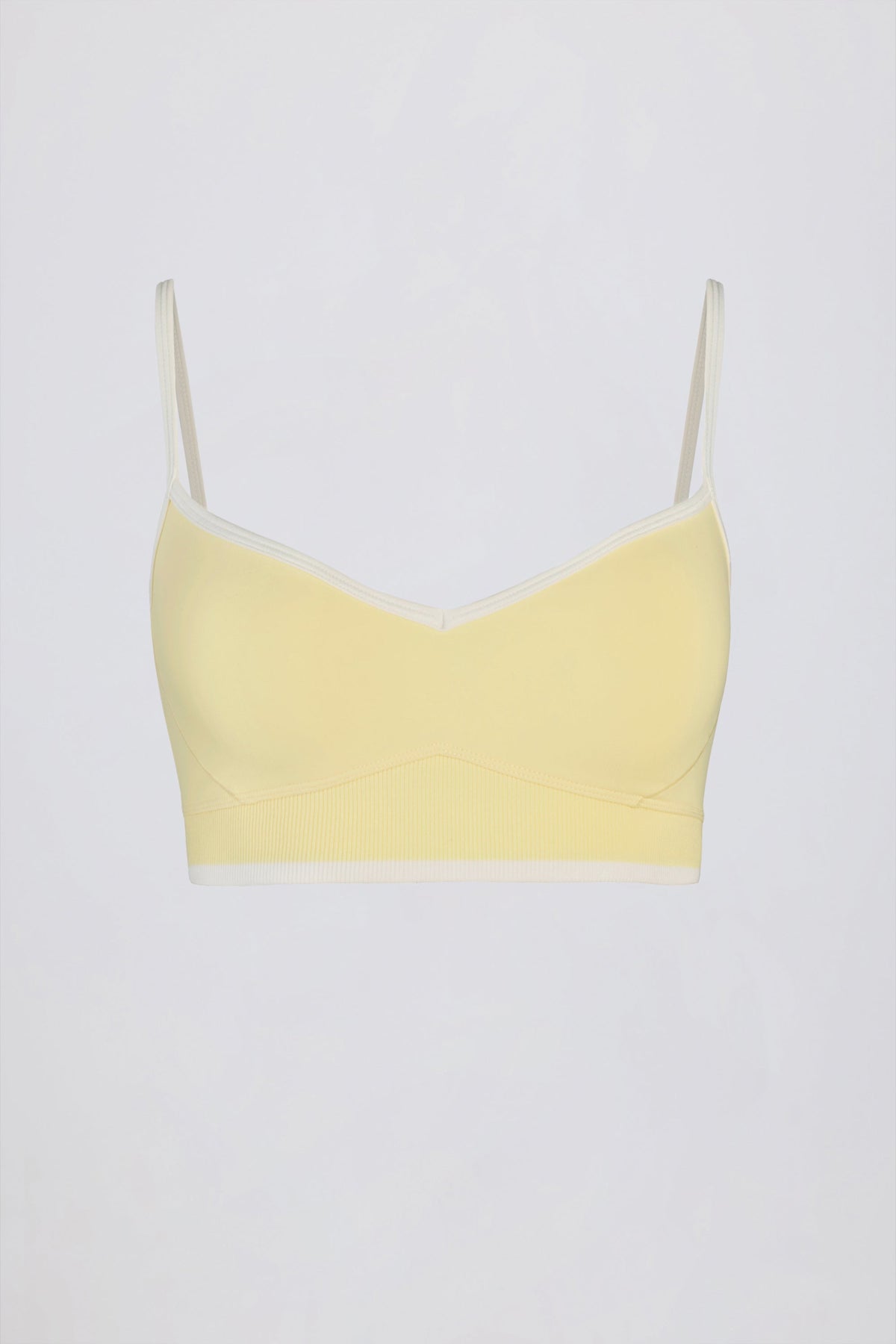 Chic Soft Active Sweetheart-Neck Contrast Sports Bra in Lemon
