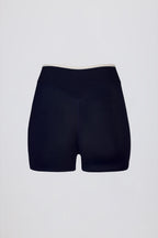 Chic Soft Active Wrapover Contrast Mini Shorts in Classic Navy